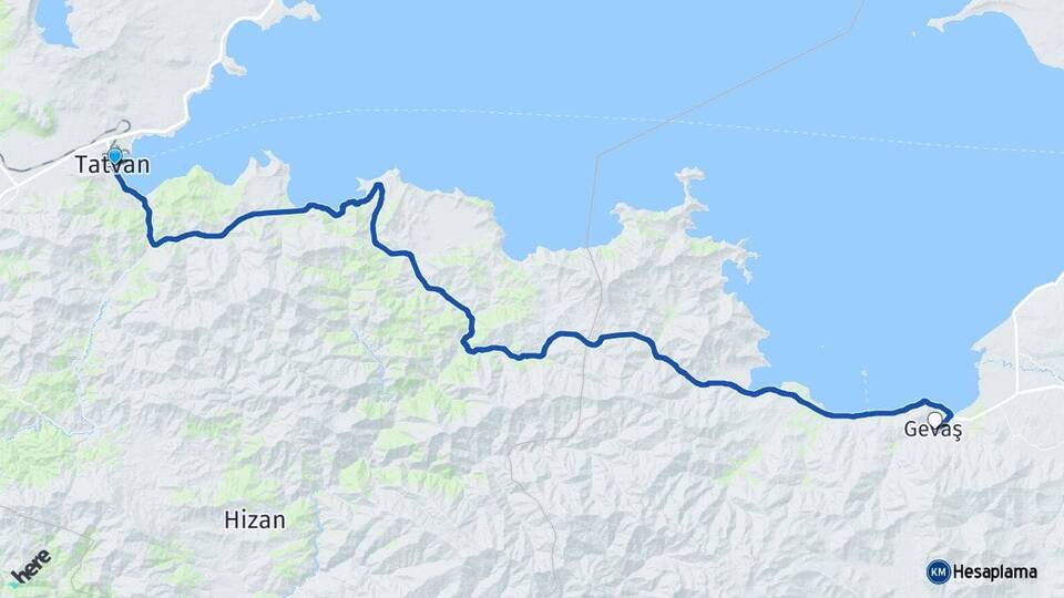 Bitlis Tatvan Gevaş Van Arası Kaç Km - Yol Haritası