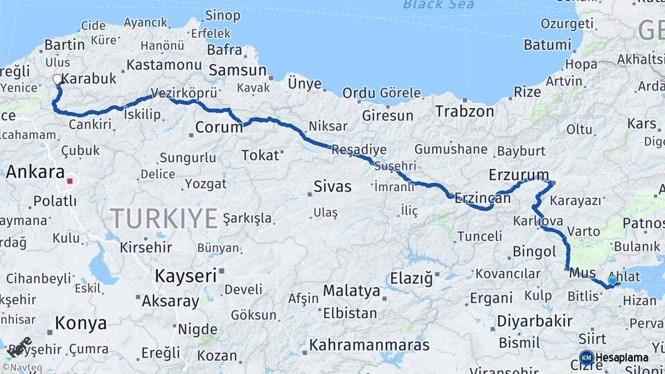 Bitlis Tatvan Karabük Arası Kaç Km - Yol Haritası