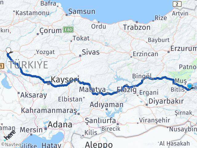 Bitlis Tatvan Kırıkkale Arası Kaç Km - Yol Haritası