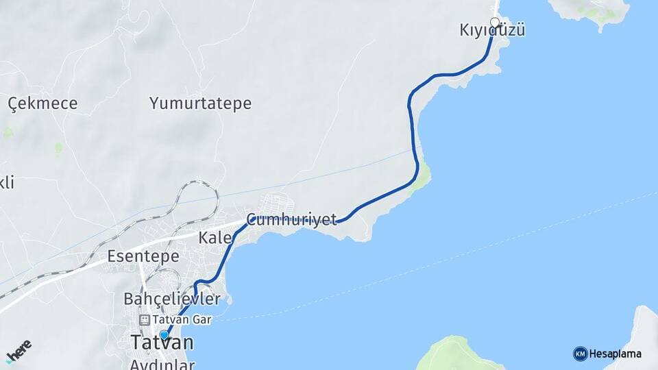 Bitlis Tatvan Kıyıdüzü Tatvan Arası Kaç Km - Yol Haritası