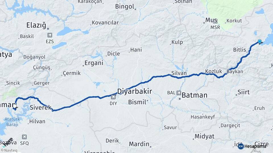 Bitlis Tatvan Menzil Kahta Adıyaman Arası Kaç Km - Yol Haritası