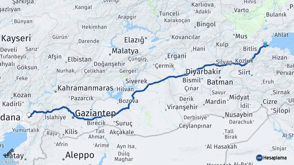 Bitlis Tatvan Osmaniye Arası Kaç Km - Yol Haritası