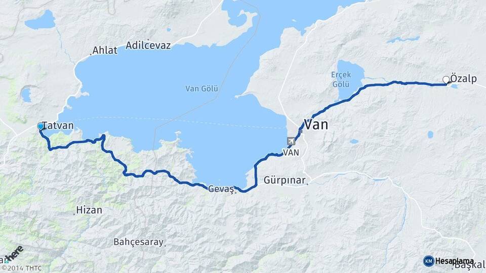Bitlis Tatvan Özalp Van Arası Kaç Km - Yol Haritası