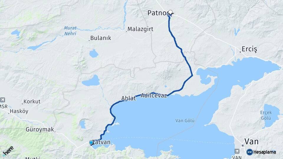 Bitlis Tatvan Patnos Ağrı Arası Kaç Km - Yol Haritası