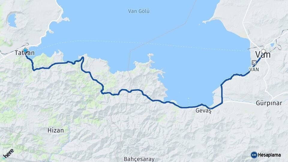 Bitlis Tatvan Van Arası Kaç Km - Yol Haritası