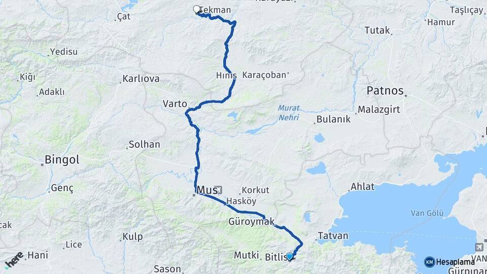 Bitlis Tekman Arası Kaç Km - Yol Tarifi