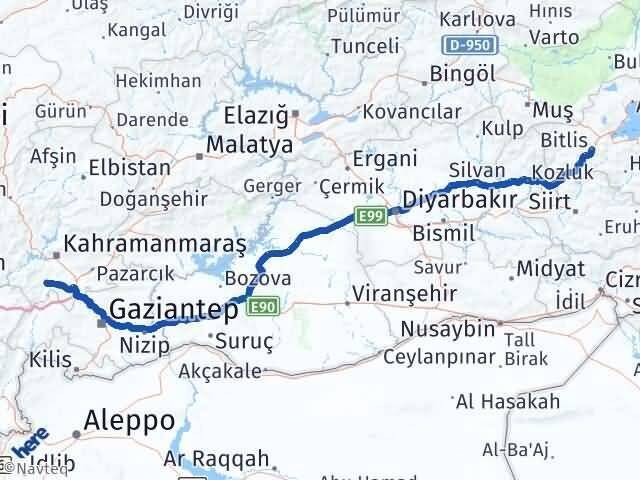 Bitlis Türkoğlu Kahramanmaraş Arası Kaç Km - Yol Haritası