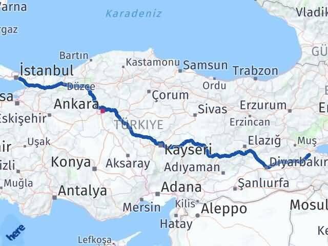 Bitlis Ümraniye İstanbul Arası Kaç Km - Yol Haritası