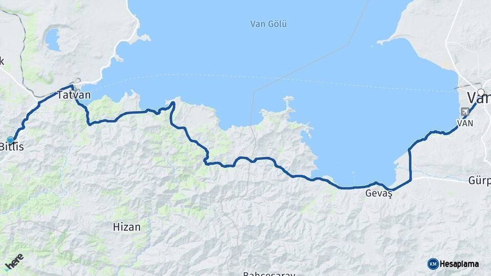 Bitlis Van Arası Kaç Km - Yol Haritası