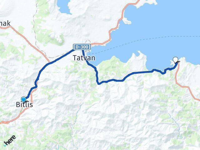 Bitlis Yelkenli Tatvan Arası Kaç Km - Yol Haritası
