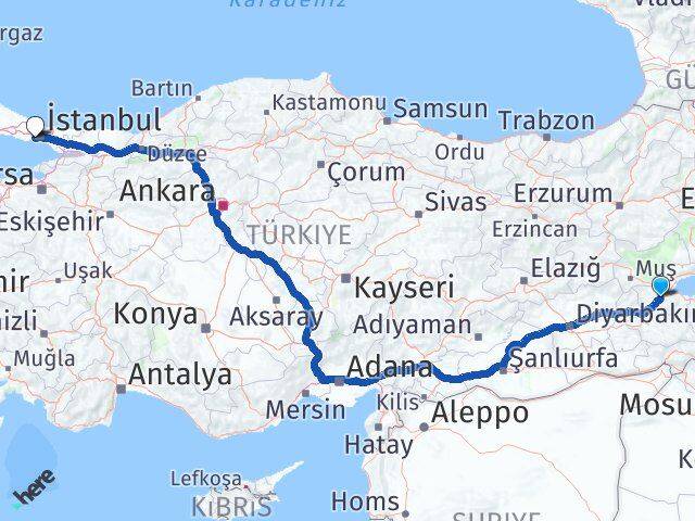 Bitlis Zeytinburnu İstanbul Arası Kaç Km - Yol Haritası