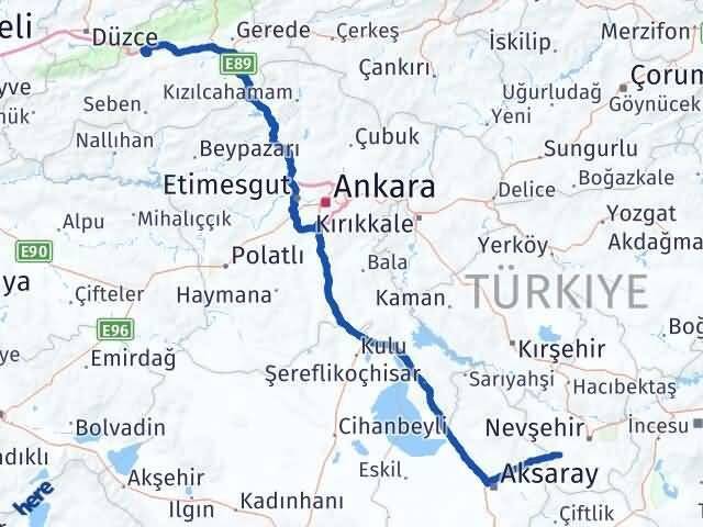 Bolu Acıgöl Nevşehir Arası Kaç Km - Yol Haritası
