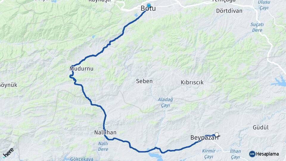 Bolu Acısu Beypazarı Ankara Arası Kaç Km - Yol Haritası
