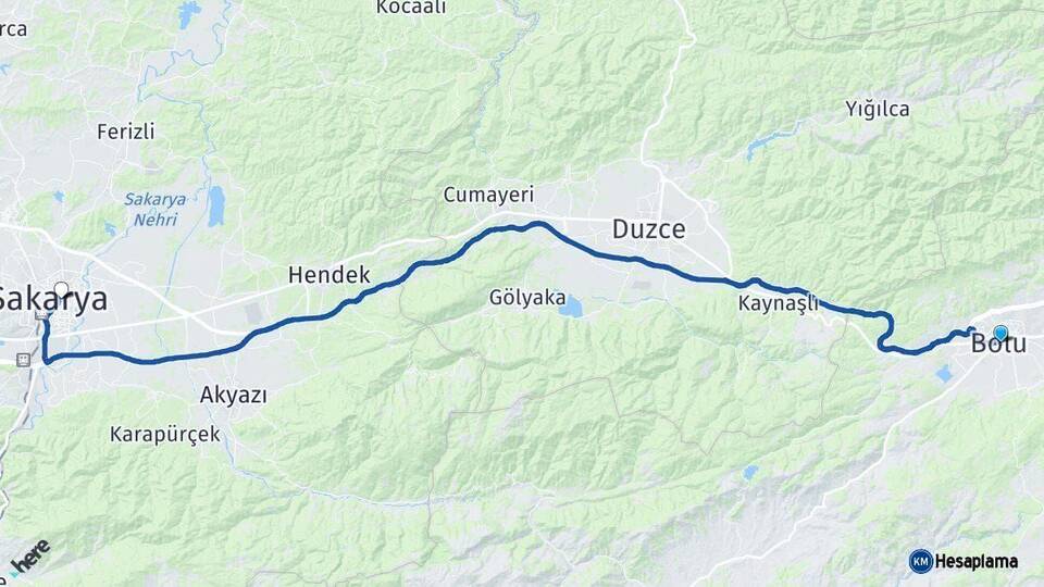 Bolu Adapazarı Sakarya Arası Kaç Km - Yol Haritası
