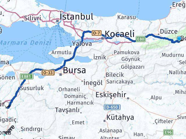 Bolu Altıeylül Arası Kaç Km - Yol Tarifi