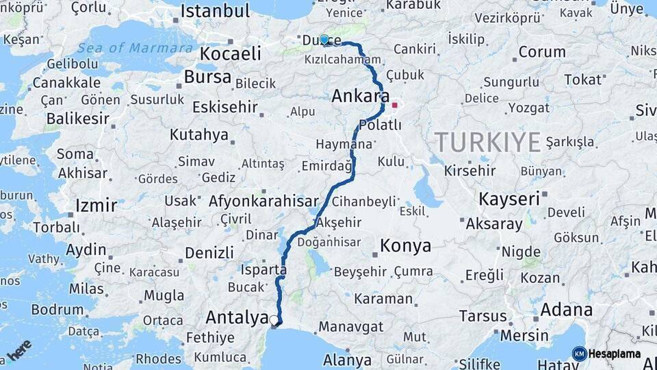 Bolu Antalya Arası Kaç Km - Yol Haritası