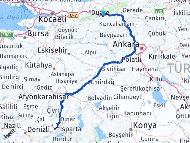 Bolu Başmakçı Afyonkarahisar Arası Kaç Km - Yol Haritası