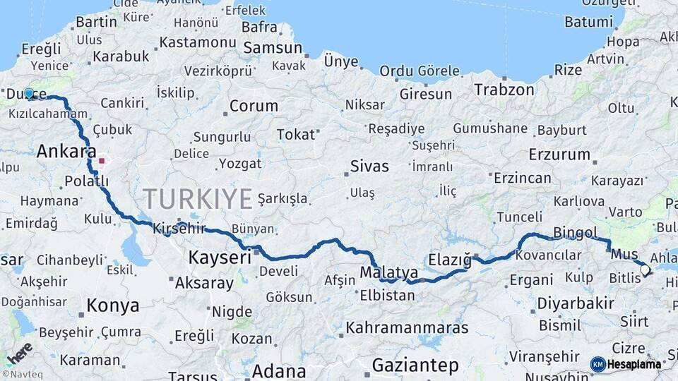 Bolu Bitlis Arası Kaç Km - Yol Haritası