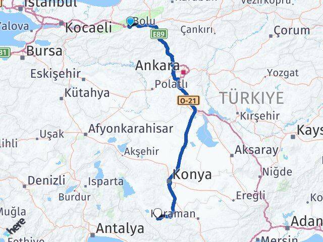 Bolu Bozkır Arası Kaç Km - Yol Tarifi