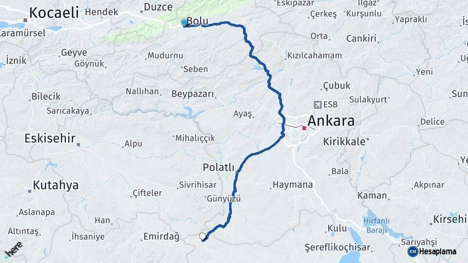 Bolu Çeltik Arası Kaç Km - Yol Tarifi