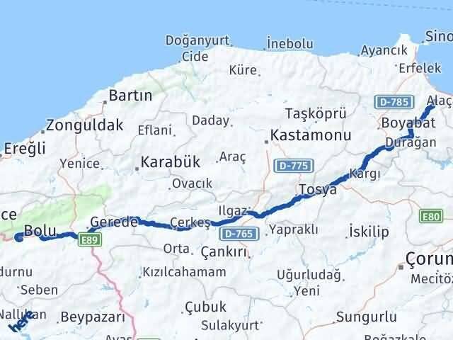 Bolu Dikmen Sinop Arası Kaç Km - Yol Haritası