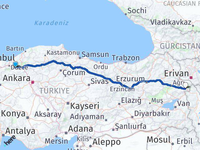 Bolu Doğubayazıt Ağrı Arası Kaç Km - Yol Haritası