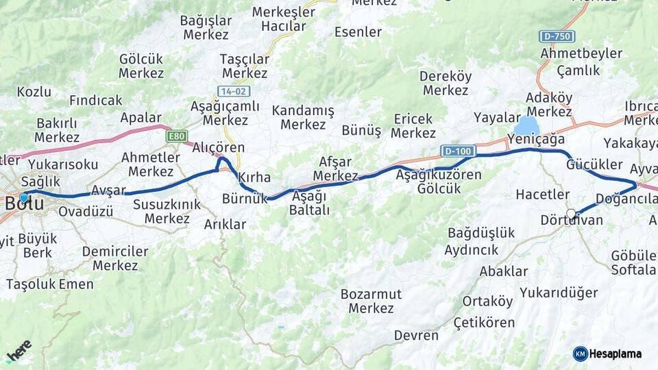 Bolu Dörtdivan Arası Kaç Km - Yol Haritası
