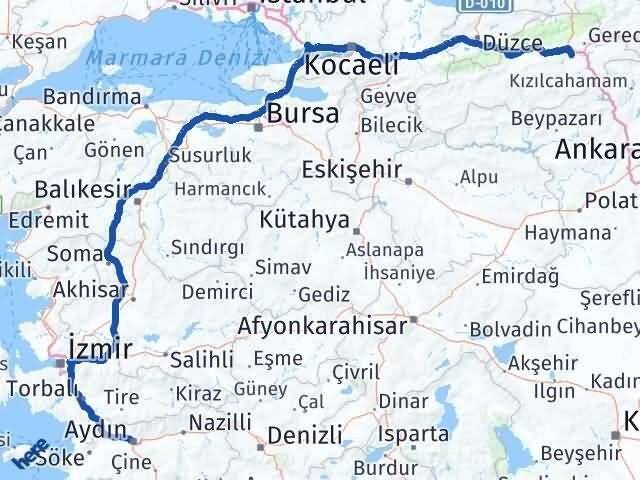 Bolu Dörtdivan Aydın Arası Kaç Km - Yol Haritası