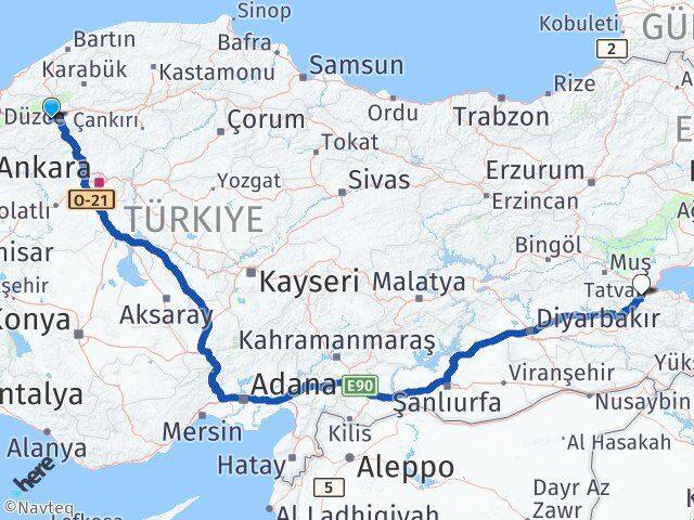 Bolu Dörtdivan Bitlis Arası Kaç Km - Yol Haritası