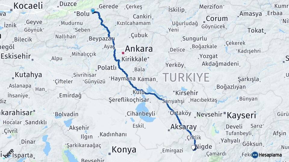 Dörtdivan Niğde Arası Kaç Km - Yol Tarifi