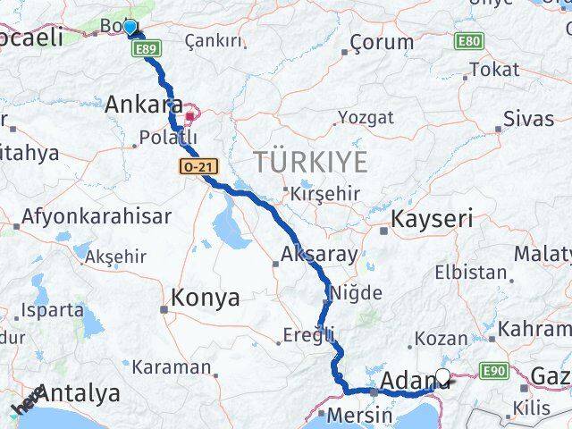 Bolu Dörtdivan Osmaniye Arası Kaç Km - Yol Haritası