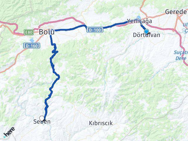 Bolu Dörtdivan Seben Arası Kaç Km - Yol Haritası