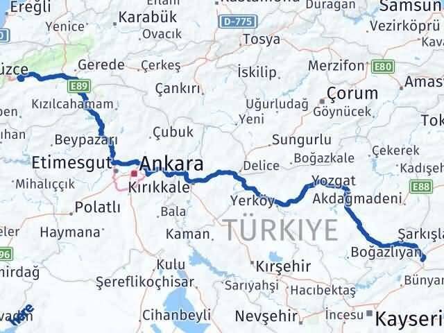 Bolu Gemerek Sivas Arası Kaç Km - Yol Haritası