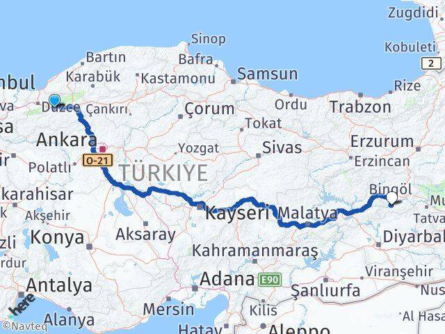 Bolu Genç Bingöl Arası Kaç Km - Yol Haritası