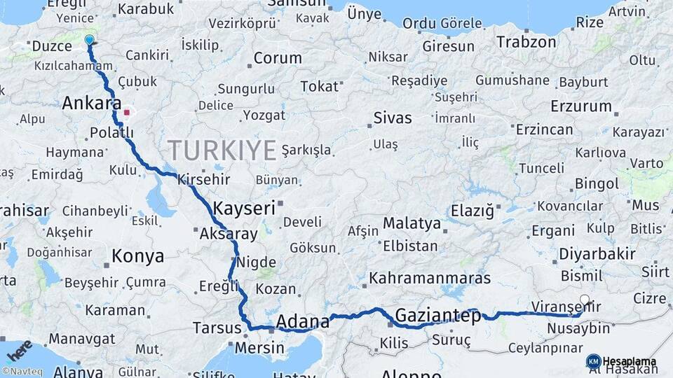 Bolu Gerede Mardin Arası Kaç Km - Yol Haritası