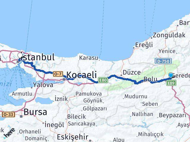 Bolu Gerede Maslak Sarıyer İstanbul Arası Kaç Km - Yol Haritası