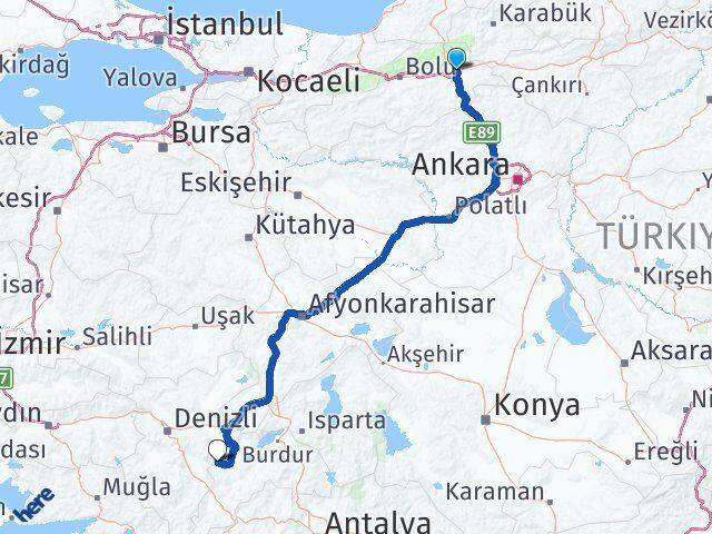 Bolu Gerede Salda Yeşilova Burdur Arası Kaç Km - Yol Haritası