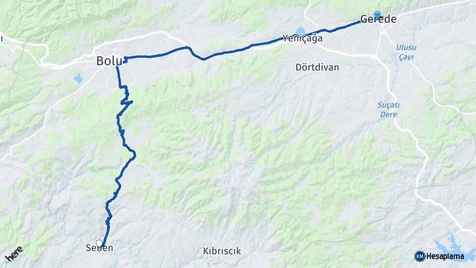 Bolu Gerede Seben Arası Kaç Km - Yol Haritası