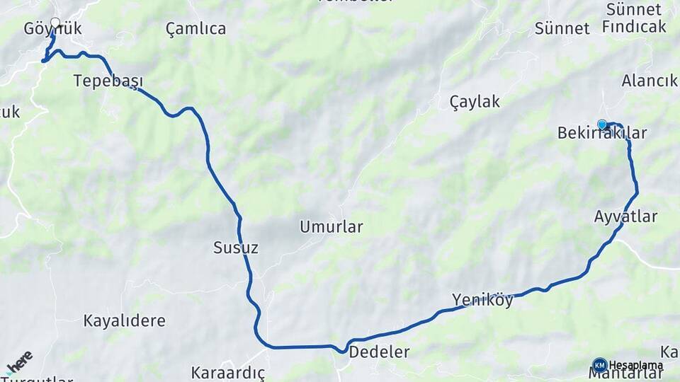 Bekirfakılar Göynük Arası Kaç Km - Yol Tarifi