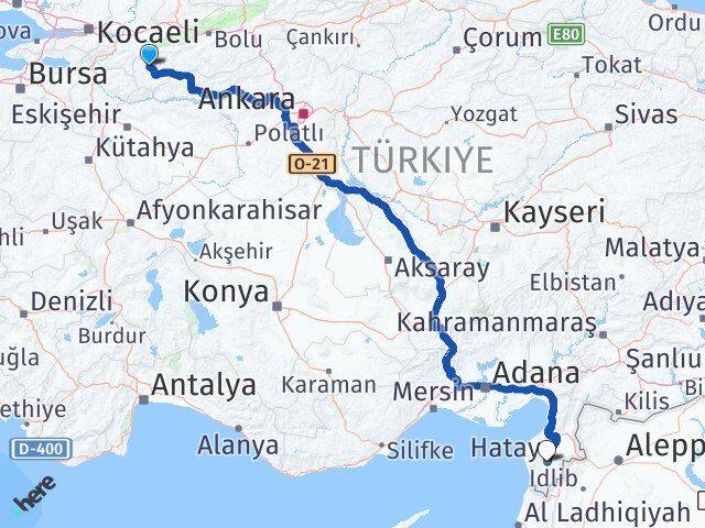 Bolu Göynük Hatay Arası Kaç Km - Yol Haritası