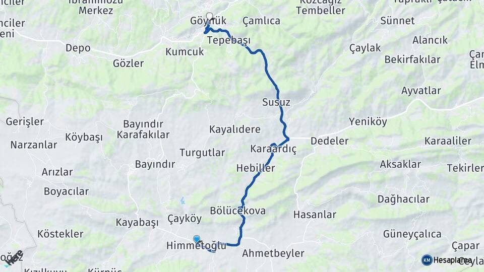 Himmetoğlu Göynük Arası Kaç Km - Yol Tarifi