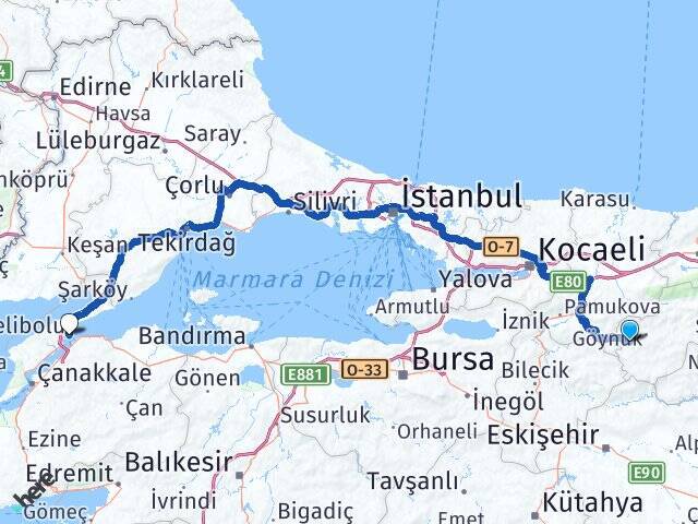 Memeceler Gelibolu Feribot Terminali Arası Kaç Km - Yol Tarifi