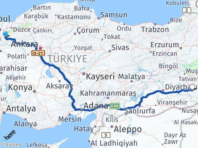 Bolu Göynük Siirt Arası Kaç Km - Yol Haritası