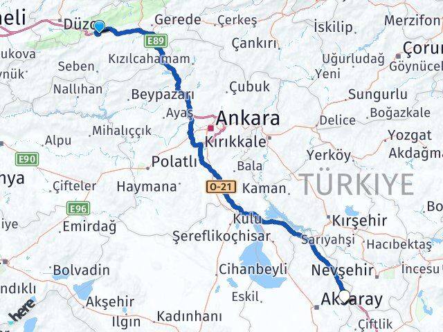 Bolu Gülağaç Aksaray Arası Kaç Km - Yol Haritası