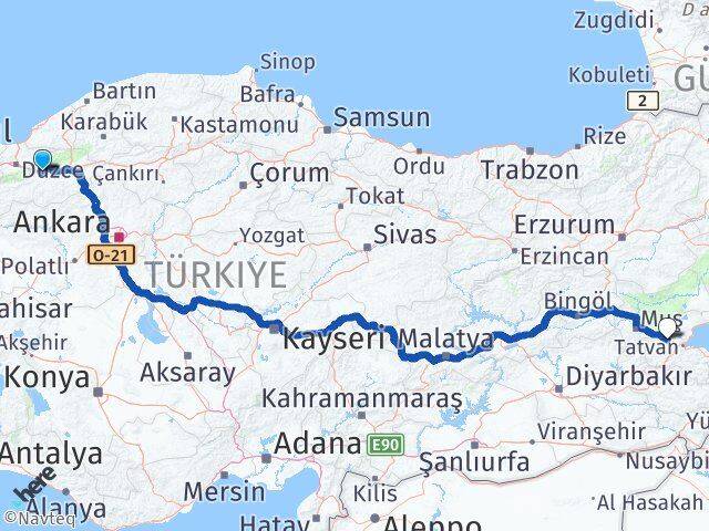 Bolu Güroymak Bitlis Arası Kaç Km - Yol Haritası