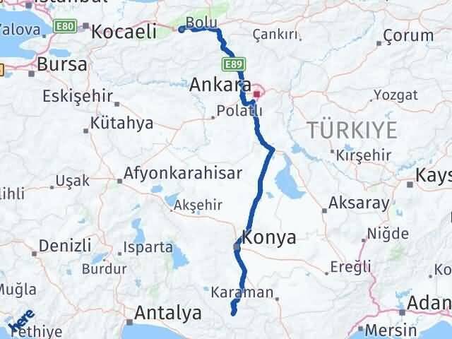 Bolu Hadim Konya Arası Kaç Km - Yol Haritası