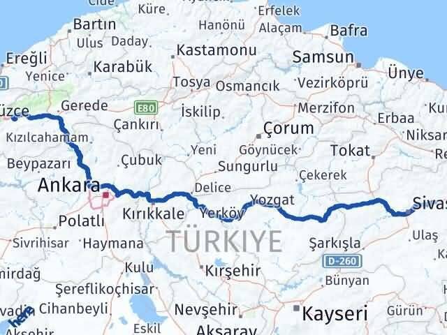 Bolu Hafik Sivas Arası Kaç Km - Yol Haritası