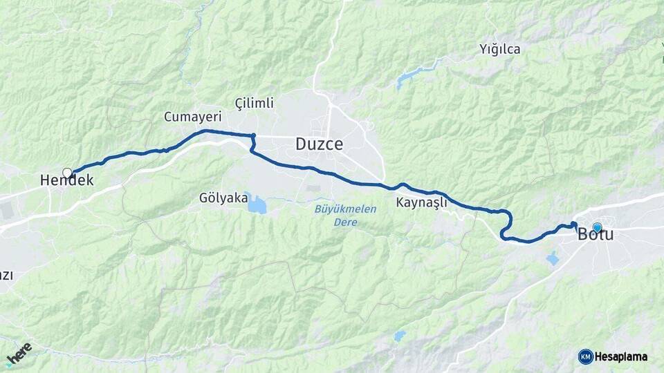 Bolu Hendek Sakarya Arası Kaç Km - Yol Haritası