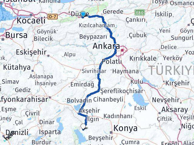 Bolu Hüyük Konya Arası Kaç Km - Yol Haritası