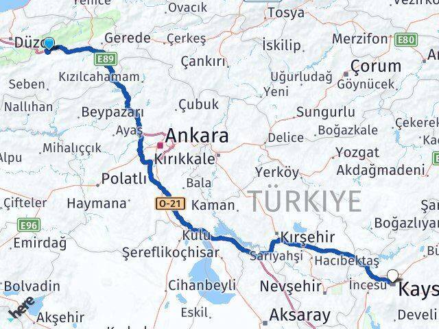 İzzet Baysal Kayseri Arası Kaç Km - Yol Tarifi